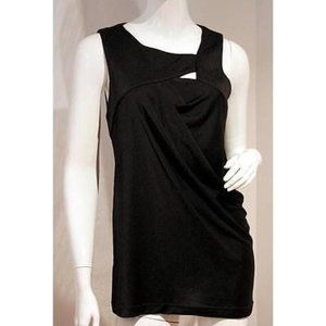 POLECI BLACK Shirt TOP Front Peep Hole  DRAPED Sleeveless S